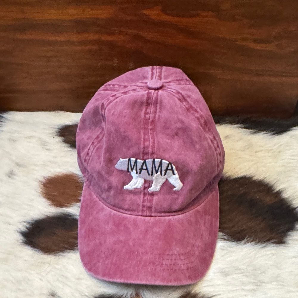 Faded cranberry 'Mama' Bear Cap